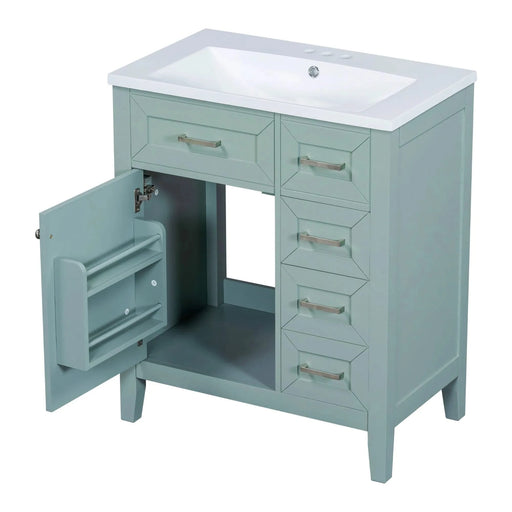 30' Bathroom Vanity with Sink Combo, Green Bathroom Cabinet with Drawers, Solid Frame and MDF Board Default -DTYStore