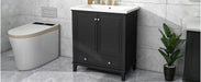 30' Bathroom Vanity with Sink Combo, Multi-functional Bathroom Cabinet with Doors and Drawer, Solid Frame and MDF Board, Black Default -DTYStore