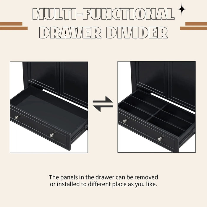 30' Bathroom Vanity with Sink Combo, Multi-functional Bathroom Cabinet with Doors and Drawer, Solid Frame and MDF Board, Black Default -DTYStore