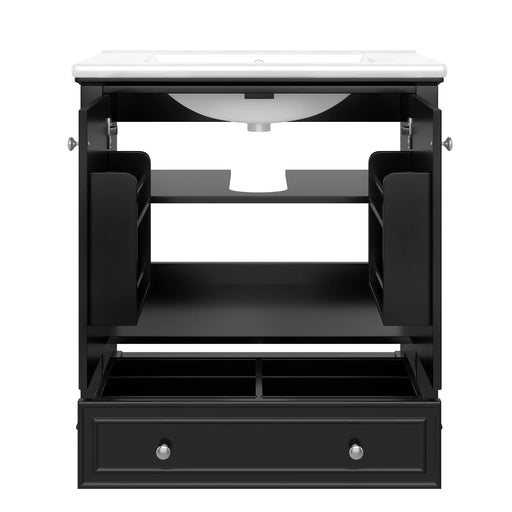 30' Bathroom Vanity with Sink Combo, Multi-functional Bathroom Cabinet with Doors and Drawer, Solid Frame and MDF Board, Black (Old Sku:SY999606AAB) Default -DTYStore