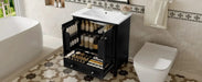 30' Bathroom Vanity with Sink Combo, Multi-functional Bathroom Cabinet with Doors and Drawer, Solid Frame and MDF Board, Black (Old Sku:SY999606AAB) Default -DTYStore
