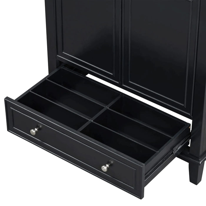 30' Bathroom Vanity with Sink Combo, Multi-functional Bathroom Cabinet with Doors and Drawer, Solid Frame and MDF Board, Black Default -DTYStore