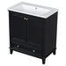 30' Bathroom Vanity with Sink Combo, Multi-functional Bathroom Cabinet with Doors and Drawer, Solid Frame and MDF Board, Black Default -DTYStore