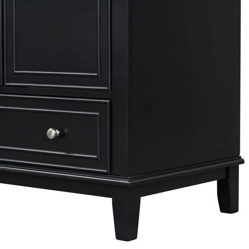 30' Bathroom Vanity with Sink Combo, Multi-functional Bathroom Cabinet with Doors and Drawer, Solid Frame and MDF Board, Black Default -DTYStore