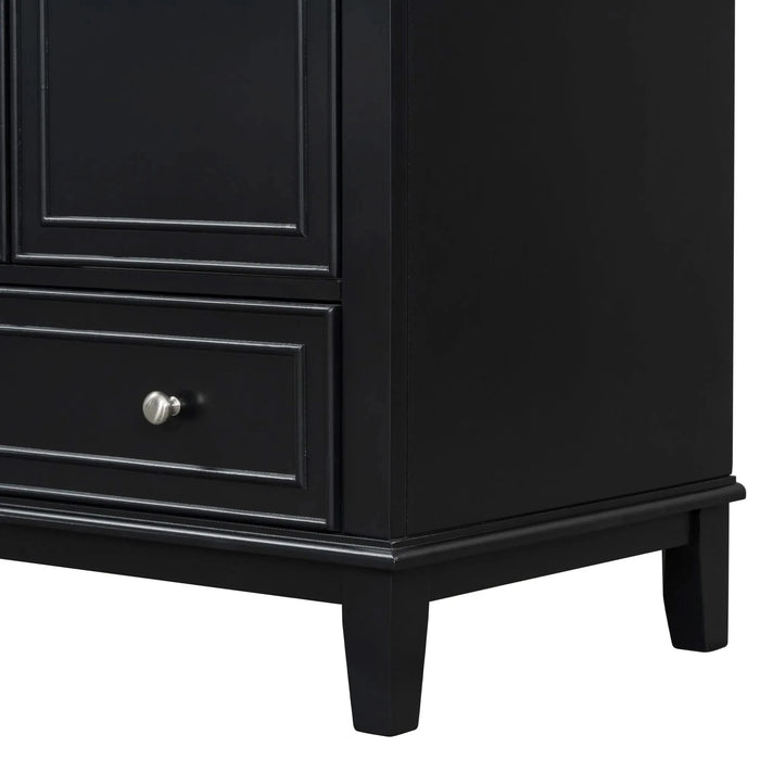30' Bathroom Vanity with Sink Combo, Multi-functional Bathroom Cabinet with Doors and Drawer, Solid Frame and MDF Board, Black Default -DTYStore