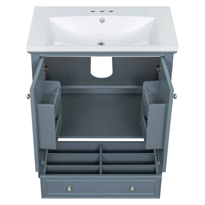 30' Bathroom Vanity with Sink Combo, Multi-functional Bathroom Cabinet with Doors and Drawer, Solid Frame and MDF Board, Blue Default -DTYStore