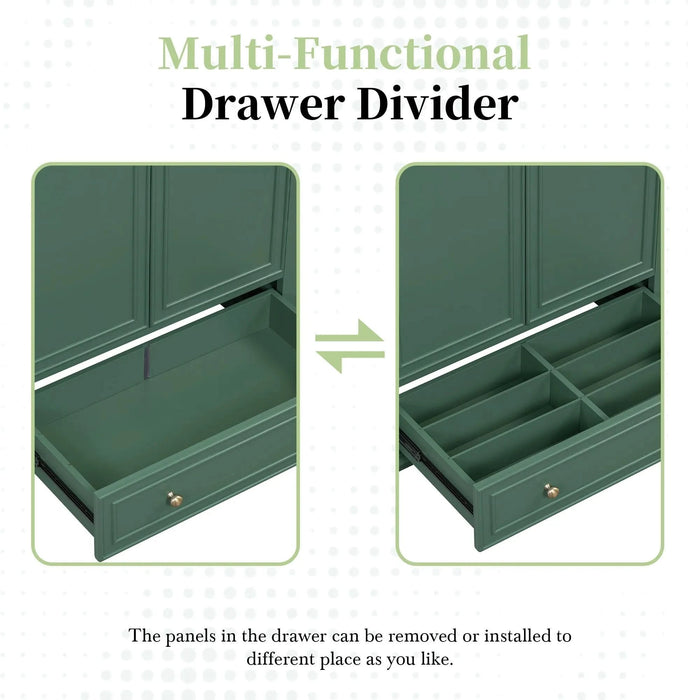 30' Bathroom Vanity with Sink Combo, Multi-functional Bathroom Cabinet with Doors and Drawer, Solid Frame and MDF Board, Dark Green Default -DTYStore