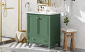 30' Bathroom Vanity with Sink Combo, Multi-functional Bathroom Cabinet with Doors and Drawer, Solid Frame and MDF Board, Dark Green Default -DTYStore