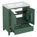 30' Bathroom Vanity with Sink Combo, Multi-functional Bathroom Cabinet with Doors and Drawer, Solid Frame and MDF Board, Dark Green Default -DTYStore