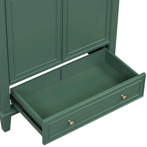 30' Bathroom Vanity with Sink Combo, Multi-functional Bathroom Cabinet with Doors and Drawer, Solid Frame and MDF Board, Dark Green Default -DTYStore