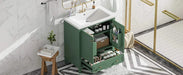 30' Bathroom Vanity with Sink Combo, Multi-functional Bathroom Cabinet with Doors and Drawer, Solid Frame and MDF Board, Dark Green Default -DTYStore