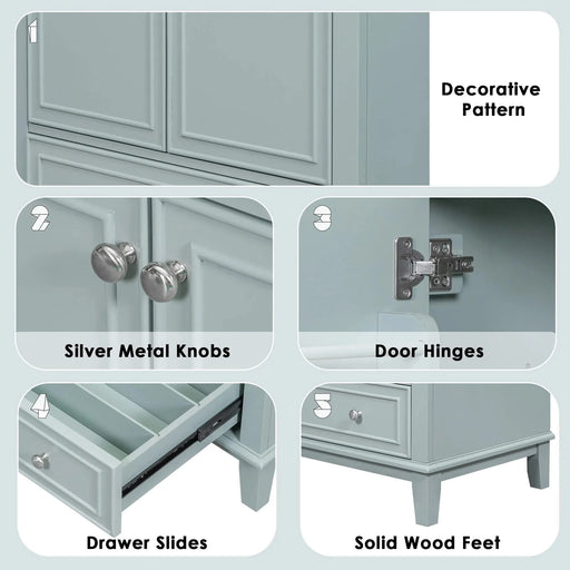 30' Bathroom Vanity with Sink Combo, Multi-functional Bathroom Cabinet with Doors and Drawer, Solid Frame and MDF Board, Green (Old Sku:SY999606AAC) Default -DTYStore