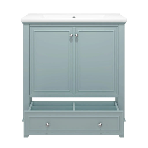 30' Bathroom Vanity with Sink Combo, Multi-functional Bathroom Cabinet with Doors and Drawer, Solid Frame and MDF Board, Green (Old Sku:SY999606AAC) Default -DTYStore