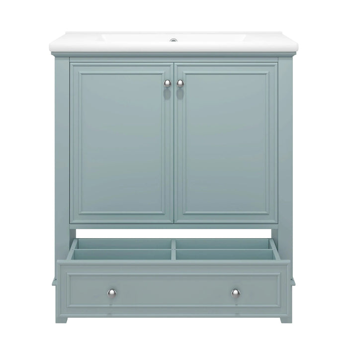 30' Bathroom Vanity with Sink Combo, Multi-functional Bathroom Cabinet with Doors and Drawer, Solid Frame and MDF Board, Green (Old Sku:SY999606AAC) Default -DTYStore