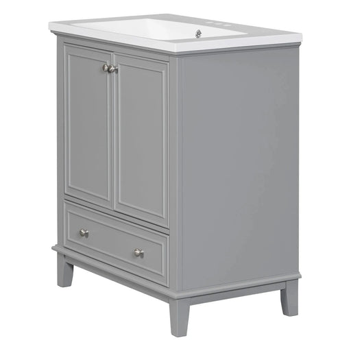 30' Bathroom Vanity with Sink Combo, Multi-functional Bathroom Cabinet with Doors and Drawer, Solid Frame and MDF Board, Grey Default -DTYStore