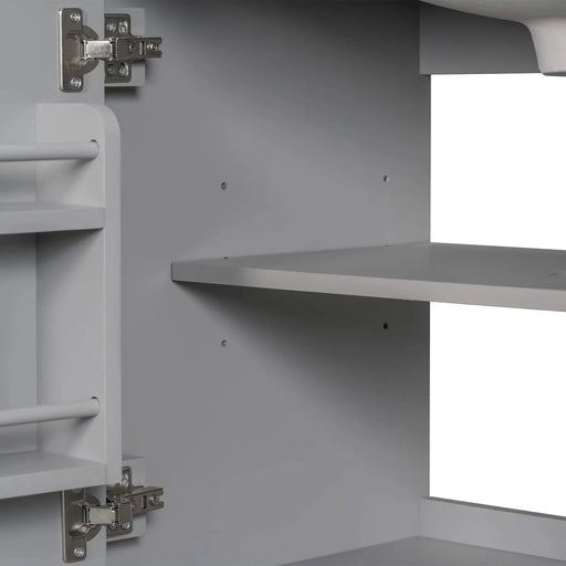 30' Bathroom Vanity with Sink Combo, Multi-functional Bathroom Cabinet with Doors and Drawer, Solid Frame and MDF Board, Grey Default -DTYStore