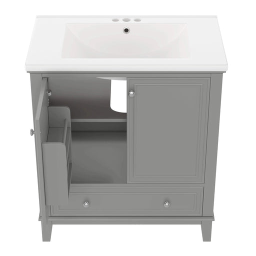 30' Bathroom Vanity with Sink Combo, Multi-functional Bathroom Cabinet with Doors and Drawer, Solid Frame and MDF Board, Grey (Old Sku:SY999606AAE) Default -DTYStore