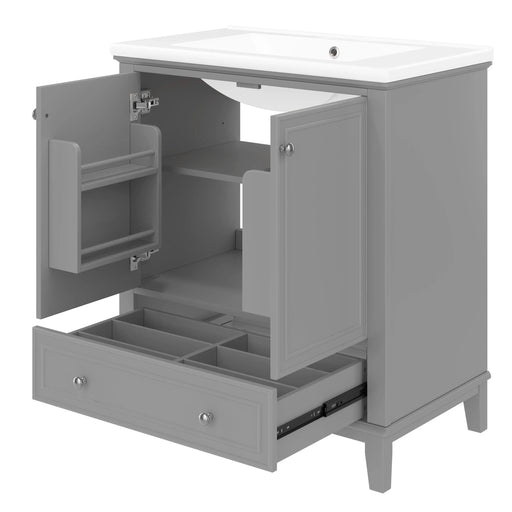30' Bathroom Vanity with Sink Combo, Multi-functional Bathroom Cabinet with Doors and Drawer, Solid Frame and MDF Board, Grey (Old Sku:SY999606AAE) Default -DTYStore