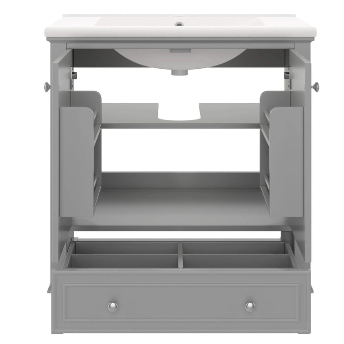 30' Bathroom Vanity with Sink Combo, Multi-functional Bathroom Cabinet with Doors and Drawer, Solid Frame and MDF Board, Grey (Old Sku:SY999606AAE) Default -DTYStore