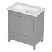 30' Bathroom Vanity with Sink Combo, Multi-functional Bathroom Cabinet with Doors and Drawer, Solid Frame and MDF Board, Grey Default -DTYStore