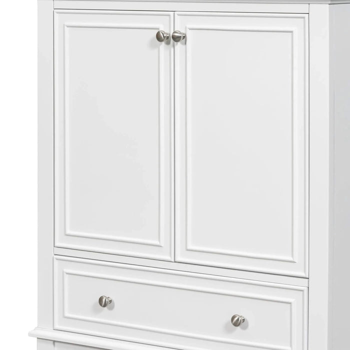 30' Bathroom Vanity with Sink Combo, Multi-functional Bathroom Cabinet with Doors and Drawer, Solid Frame and MDF Board, White Default -DTYStore