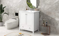 30' Bathroom Vanity with Sink Combo, Multi-functional Bathroom Cabinet with Doors and Drawer, Solid Frame and MDF Board, White (Old Sku:SY999606AAK) Default -DTYStore