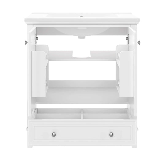 30' Bathroom Vanity with Sink Combo, Multi-functional Bathroom Cabinet with Doors and Drawer, Solid Frame and MDF Board, White (Old Sku:SY999606AAK) Default -DTYStore