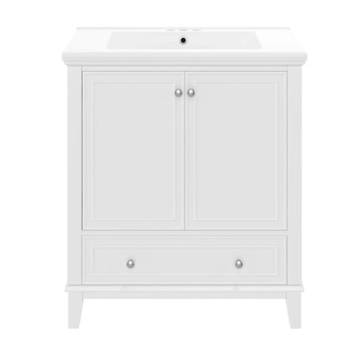 30' Bathroom Vanity with Sink Combo, Multi-functional Bathroom Cabinet with Doors and Drawer, Solid Frame and MDF Board, White (Old Sku:SY999606AAK) Default -DTYStore