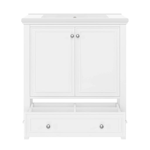 30' Bathroom Vanity with Sink Combo, Multi-functional Bathroom Cabinet with Doors and Drawer, Solid Frame and MDF Board, White (Old Sku:SY999606AAK) Default -DTYStore