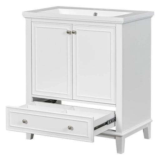 30' Bathroom Vanity with Sink Combo, Multi-functional Bathroom Cabinet with Doors and Drawer, Solid Frame and MDF Board, White (Old Sku:SY999606AAK) Default -DTYStore