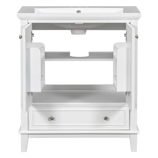 30' Bathroom Vanity with Sink Combo, Multi-functional Bathroom Cabinet with Doors and Drawer, Solid Frame and MDF Board, White (Old Sku:SY999606AAK) Default -DTYStore