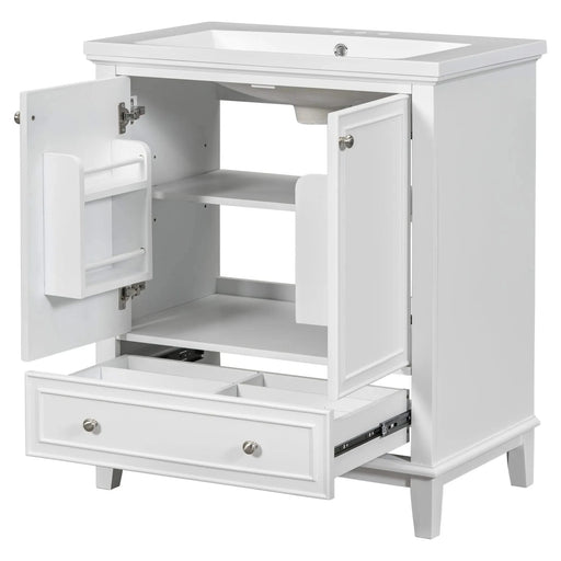 30' Bathroom Vanity with Sink Combo, Multi-functional Bathroom Cabinet with Doors and Drawer, Solid Frame and MDF Board, White (Old Sku:SY999606AAK) Default -DTYStore