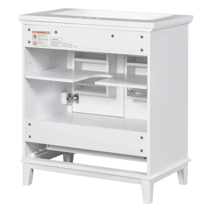 30' Bathroom Vanity with Sink Combo, Multi-functional Bathroom Cabinet with Doors and Drawer, Solid Frame and MDF Board, White (Old Sku:SY999606AAK) Default -DTYStore