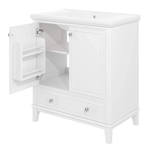 30' Bathroom Vanity with Sink Combo, Multi-functional Bathroom Cabinet with Doors and Drawer, Solid Frame and MDF Board, White (Old Sku:SY999606AAK) Default -DTYStore