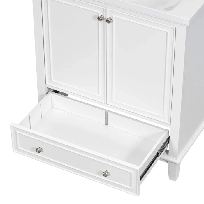 30' Bathroom Vanity with Sink Combo, Multi-functional Bathroom Cabinet with Doors and Drawer, Solid Frame and MDF Board, White Default -DTYStore