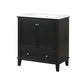 30' Bathroom Vanity with Sink Combo, Multi-functional Bathroom Cabinet with Doors and Drawer, Solid Wood and MDF Board, Black Default -DTYStore