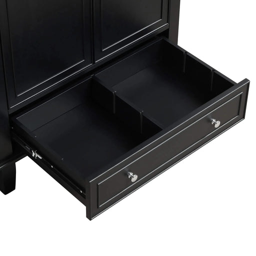 30' Bathroom Vanity with Sink Combo, Multi-functional Bathroom Cabinet with Doors and Drawer, Solid Wood and MDF Board, Black Default -DTYStore