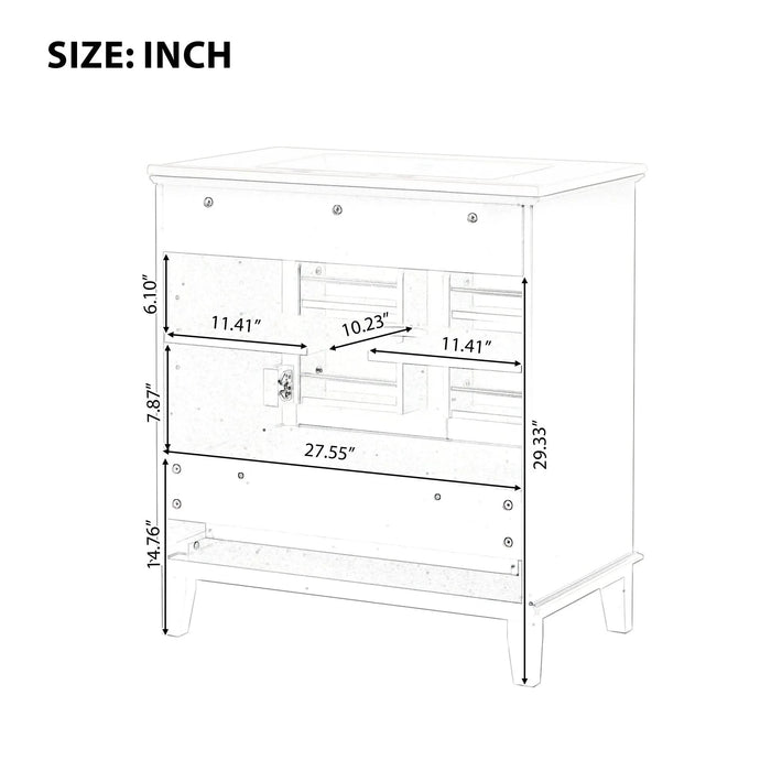 30' Bathroom Vanity with Sink Combo, Multi-functional Bathroom Cabinet with Doors and Drawer, Solid Wood and MDF Board, Black Default -DTYStore