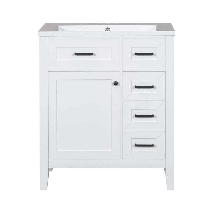 30' Bathroom Vanity with Sink Combo, White Bathroom Cabinet with Drawers, Solid Frame and MDF Board (Old Sku:N725S999222K) Default -DTYStore