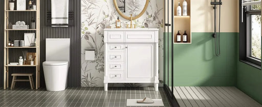 30' Bathroom Vanity with Sink, Freestanding Bathroom Storage Vanity Cabinet w/Soft-Closing Door, Bathroom Cabinet with 2 Drawers Default -DTYStore