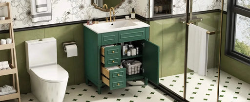 30' Bathroom Vanity with Sink, Freestanding Bathroom Storage Vanity Cabinet w/Soft-Closing Door, Bathroom Cabinet with 2 Drawers Default -DTYStore