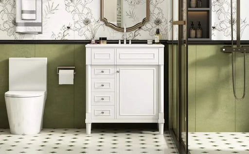 30' Bathroom Vanity with Sink, Freestanding Bathroom Storage Vanity Cabinet w/Soft-Closing Door, Bathroom Cabinet with 2 Drawers Default -DTYStore