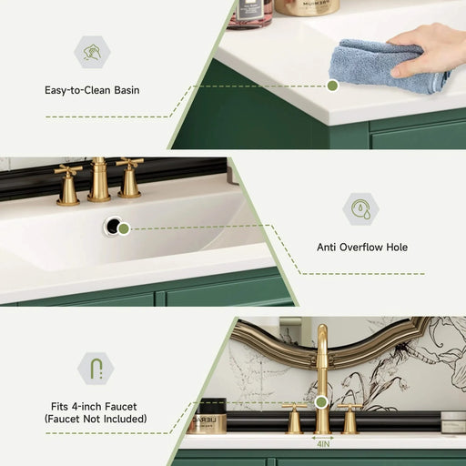 30' Bathroom Vanity with Sink, Freestanding Bathroom Storage Vanity Cabinet w/Soft-Closing Door, Bathroom Cabinet with 2 Drawers Default -DTYStore