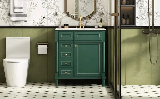 30' Bathroom Vanity with Sink, Freestanding Bathroom Storage Vanity Cabinet w/Soft-Closing Door, Bathroom Cabinet with 2 Drawers Default -DTYStore