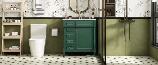 30' Bathroom Vanity with Sink, Freestanding Bathroom Storage Vanity Cabinet w/Soft-Closing Door, Bathroom Cabinet with 2 Drawers Default -DTYStore