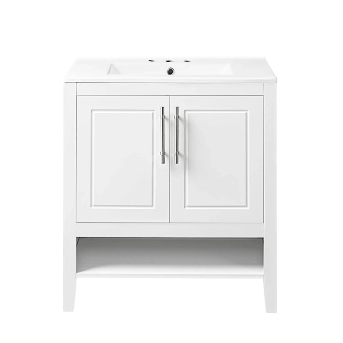 30' Bathroom Vanity with Sink, Multi-functional Bathroom Cabinet with Doors and Drawers, Solid Frame and MDF Board, White Default -DTYStore