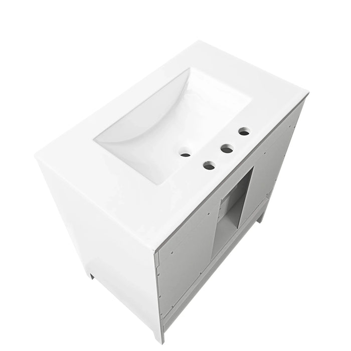 30' Bathroom Vanity with Sink, Multi-functional Bathroom Cabinet with Doors and Drawers, Solid Frame and MDF Board, White Default -DTYStore
