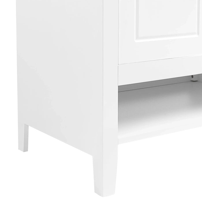30' Bathroom Vanity with Sink, Multi-functional Bathroom Cabinet with Doors and Drawers, Solid Frame and MDF Board, White Default -DTYStore