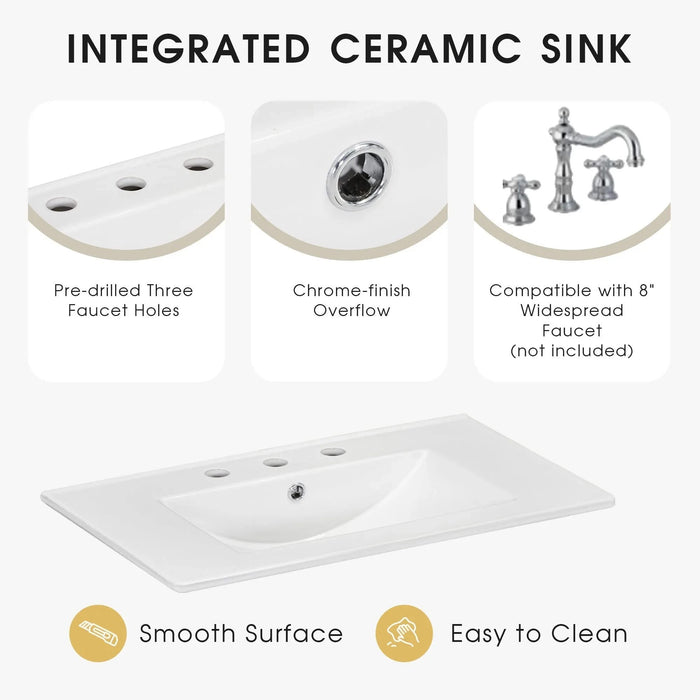 30' Bathroom Vanity with Sink Top, Bathroom Vanity Cabinet with Door and Two Drawers, Solid Wood Frame, One Package, Green (Old Sku:WF311620AAG) Default -DTYStore