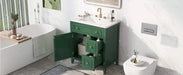30' Bathroom Vanity with Sink Top, Bathroom Vanity Cabinet with Door and Two Drawers, Solid Wood Frame, One Package, Green (Old Sku:WF311620AAG) Default -DTYStore